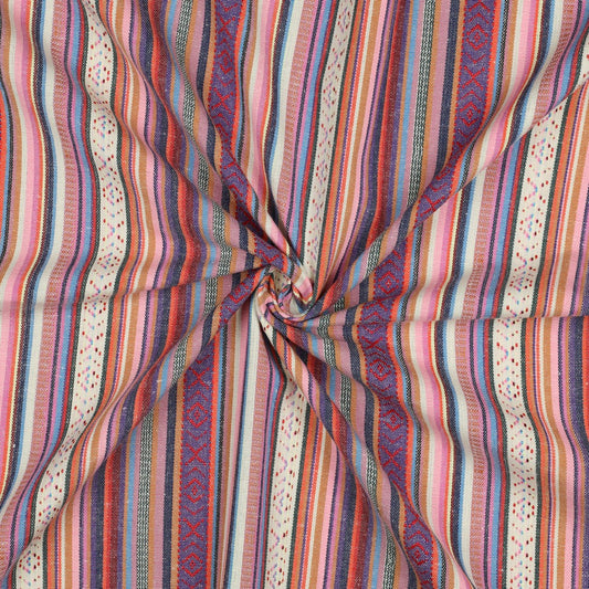 Jacquard Streifen Canvas - Dekostoff - Mexican Stripes - rosa