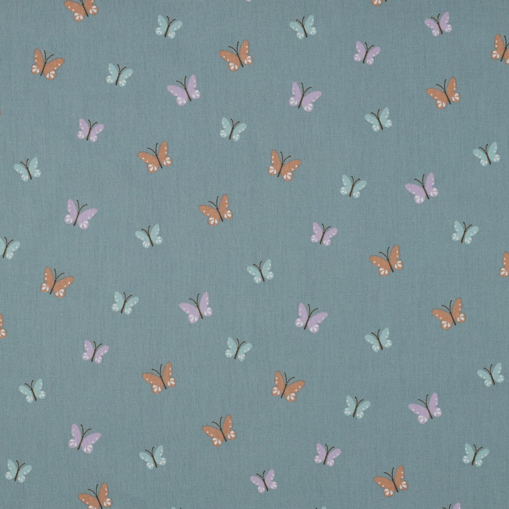Bio Baumwollstoff - Schmetterlinge - dark mint
