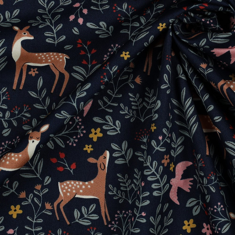 Baumwollstoff Forest Animals - dunkelblau