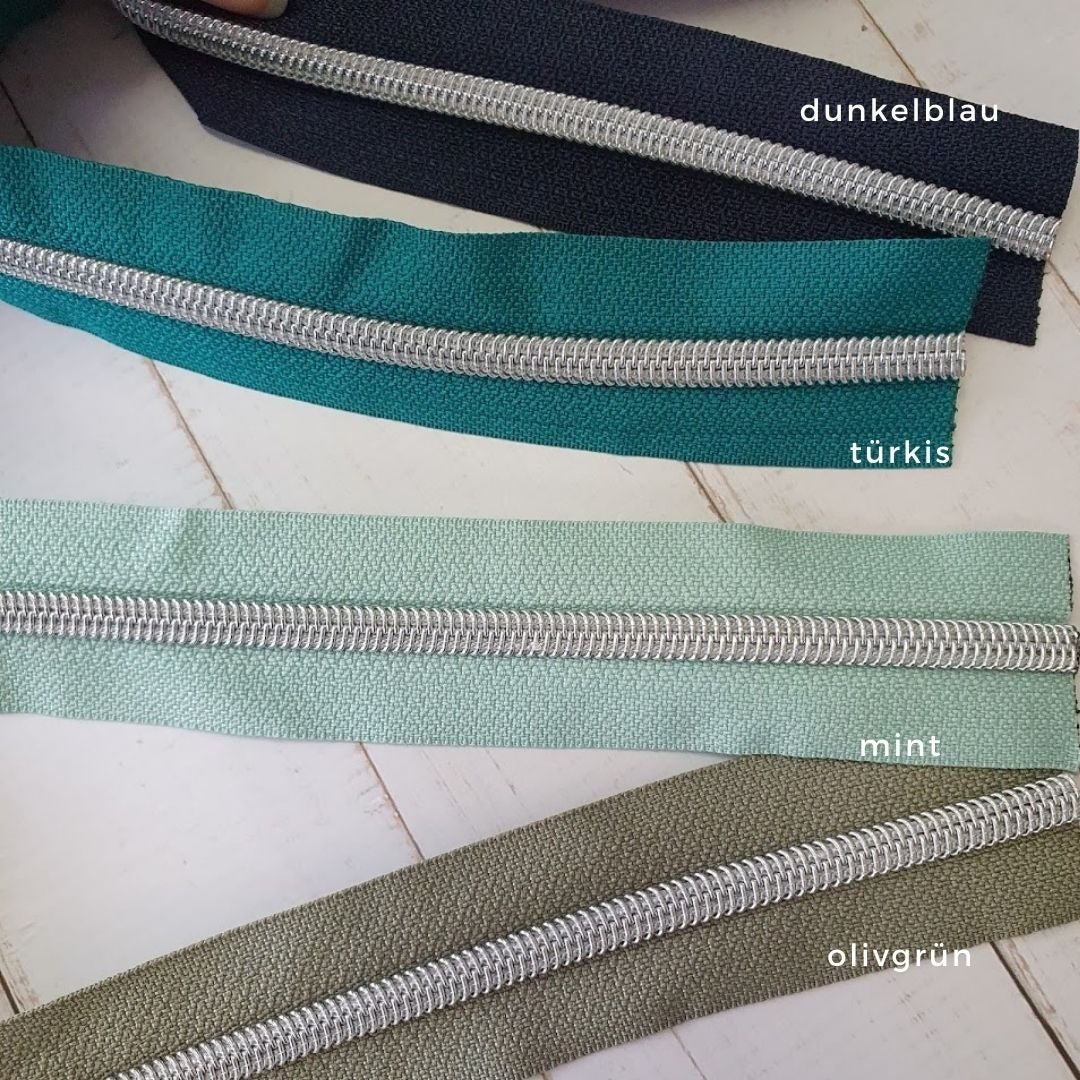 Metallic Reissverschluß silber - verschiedene Farben