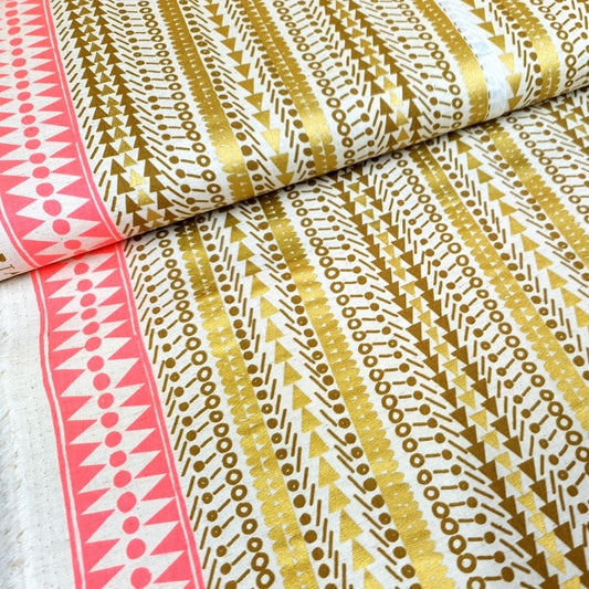 Kokka Light Canvas - Caravan von Yurtao - gold metallic