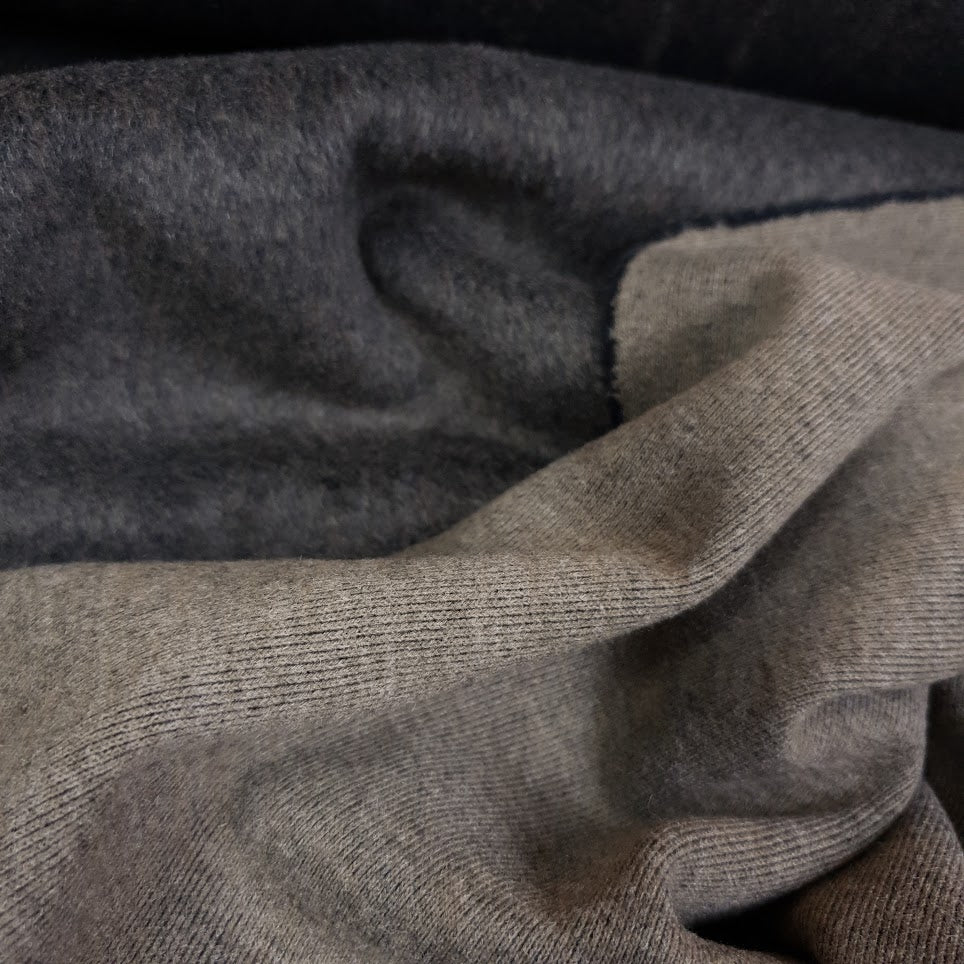 Wolloptik Doubleface - uni dunkelbraun/taupe
