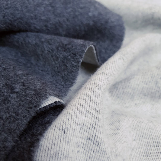 Wolloptik Doubleface - uni navy / ecru