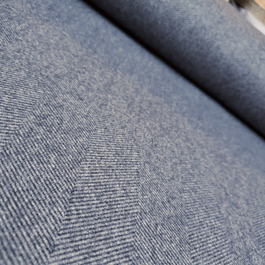 Wolloptik Doubleface - uni Fischgrät blaugrau