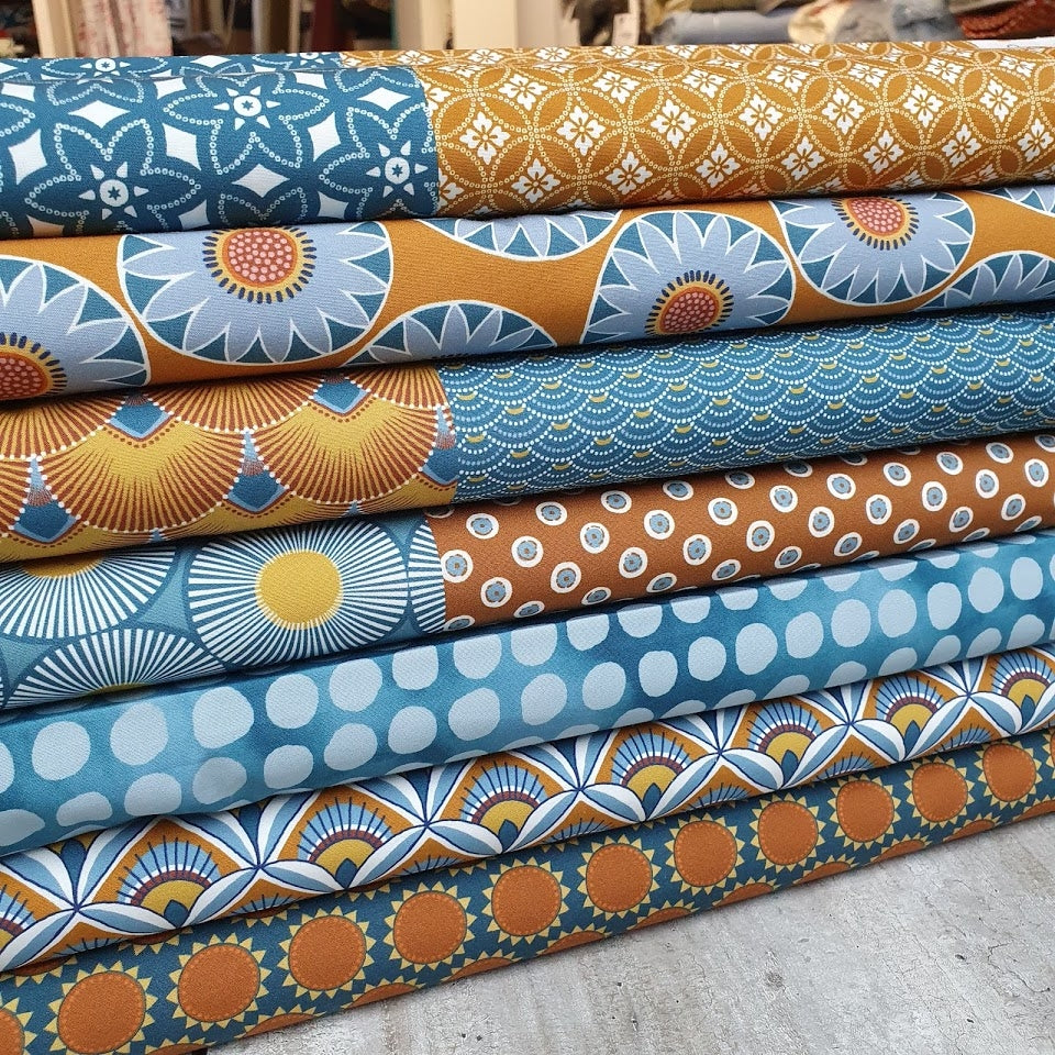 Baumwollstoff Emilie von Hilco - Flowerdots - petrol