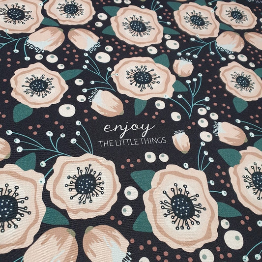 Unikati Stoffdesign - Twill Canvas - Kukka blauschwarz - PANEL