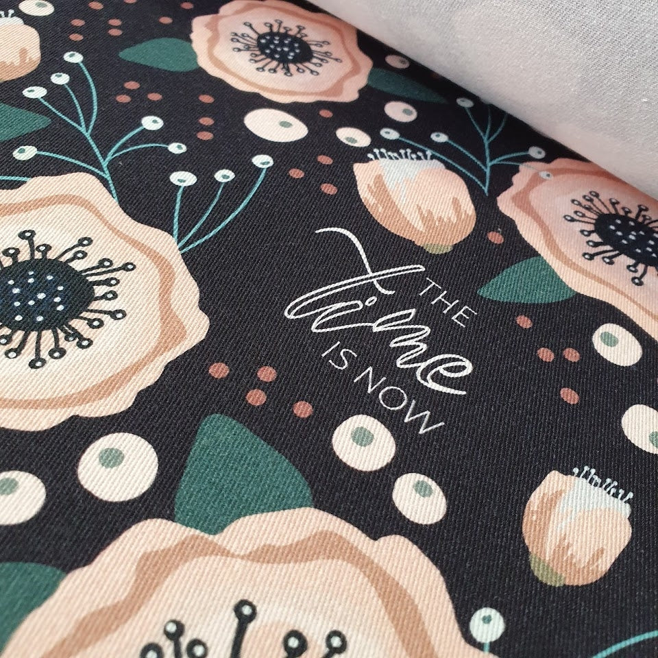 Unikati Stoffdesign - Twill Canvas - Kukka blauschwarz - PANEL