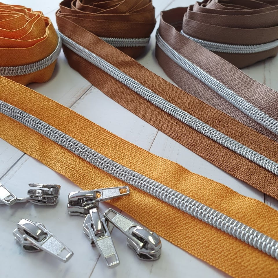 Metallic Reissverschluß silber - verschiedene Farben
