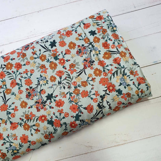 Baumwollstoff Streublumen - mint