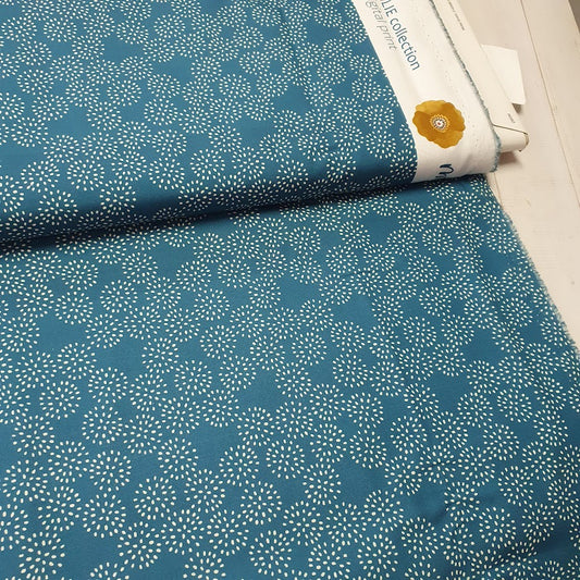 Baumwollstoff Emilie von Hilco - Pünktchenkreise - petrol