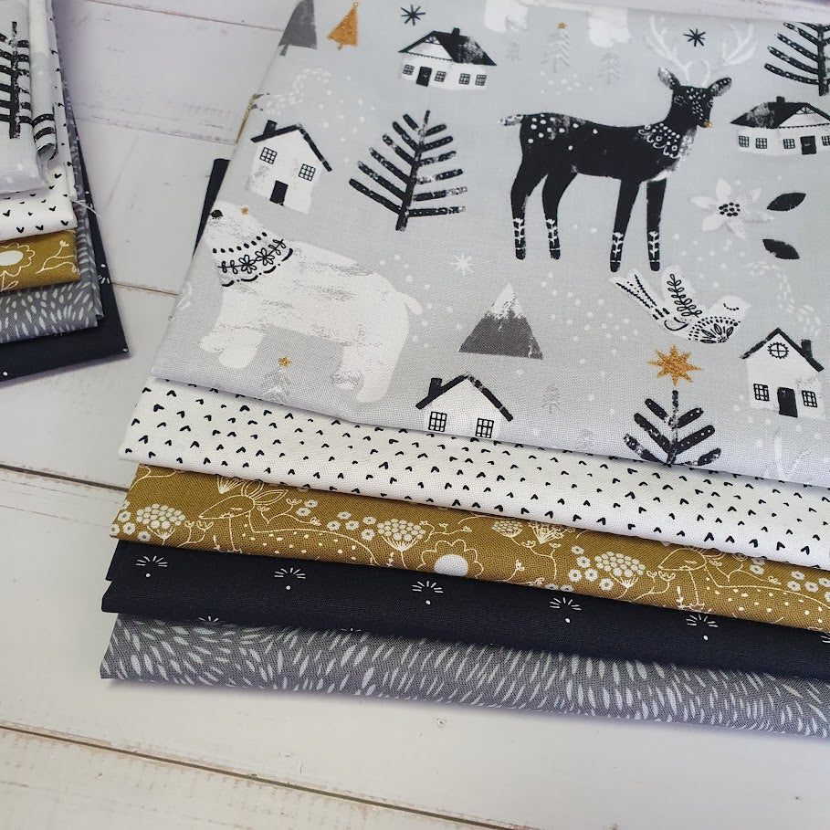Fatquarter Set - Weihnachtswald - schwarz-weiß