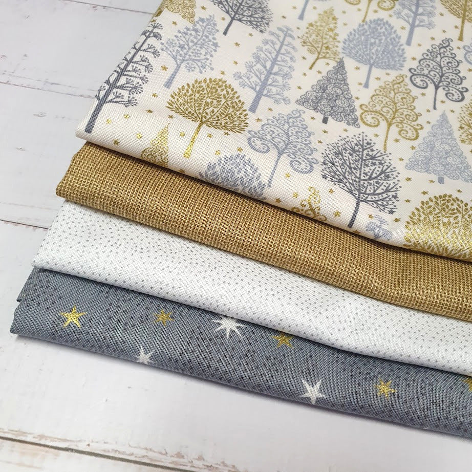Makower - Scandi - Trees grey metallic
