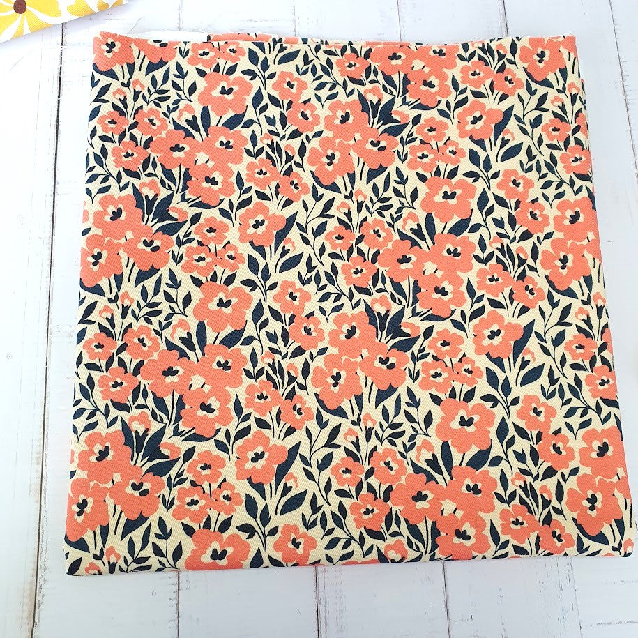 MYO Design - Twill Canvas - Vintage Flowers - coral