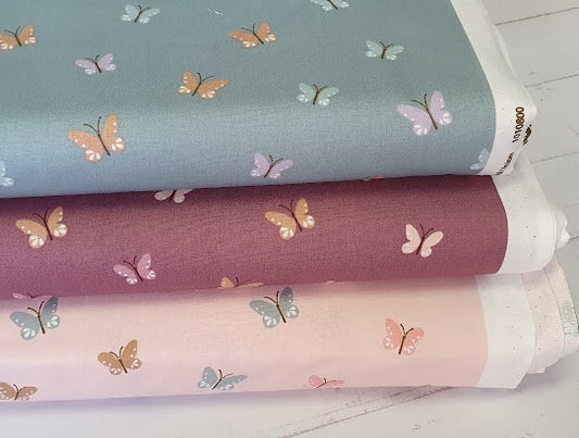 Bio Baumwollstoff - Schmetterlinge - dark mint