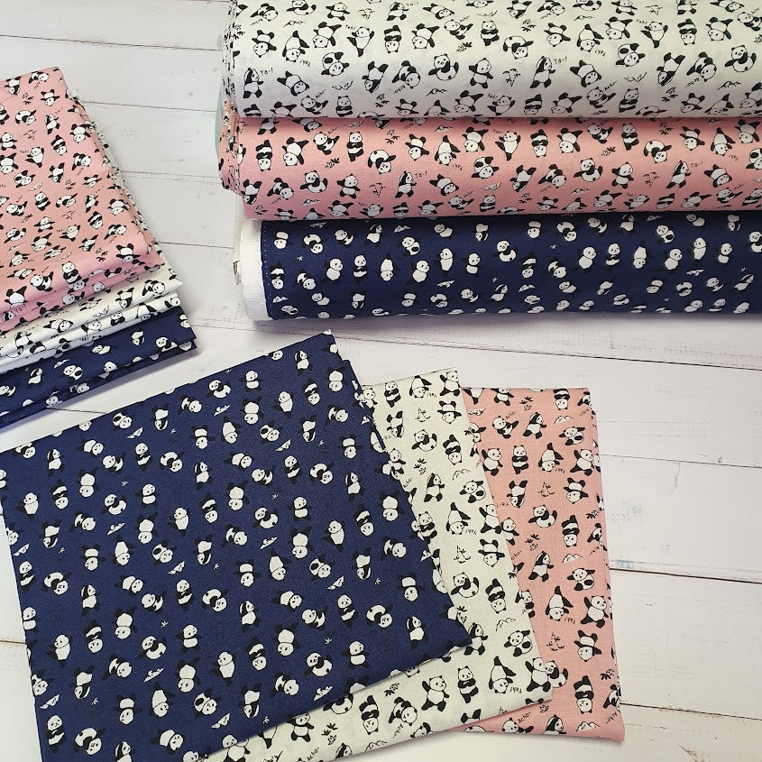 Kokka - Baumwollstoff - Trefle - Pandas - rosa