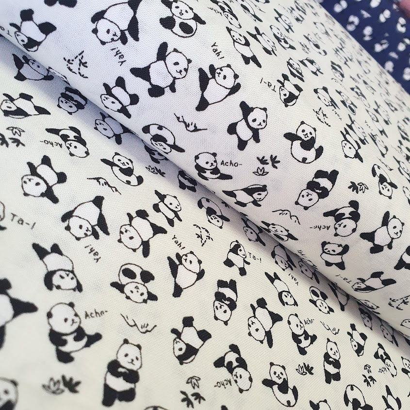 Kokka - Baumwollstoff - Trefle - Pandas - white