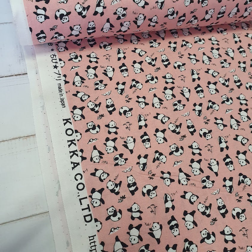Kokka - Baumwollstoff - Trefle - Pandas - rosa