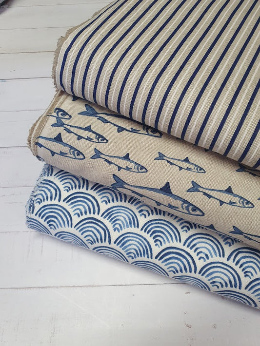 Hilco Dekostoff - On the Beach - Streifen - navy