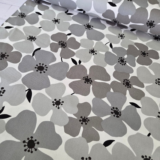 Sevenberry Canvas - Big Flowers - grau-weiss