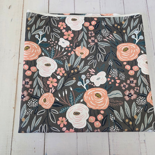 MYO Design - Twill Canvas - Wildrosen - grau