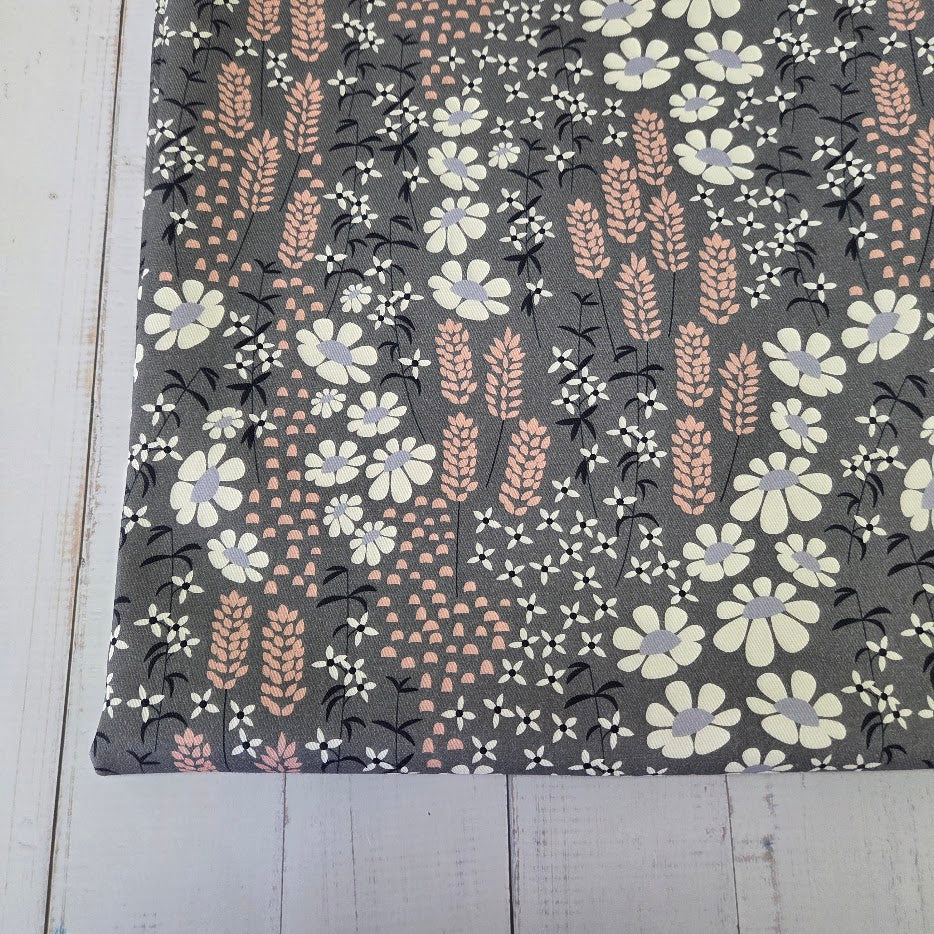 MYO Design - Twill Canvas - Blumen allover - grau