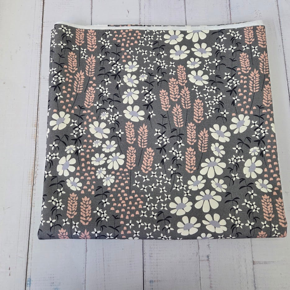 MYO Design - Twill Canvas - Blumen allover - grau