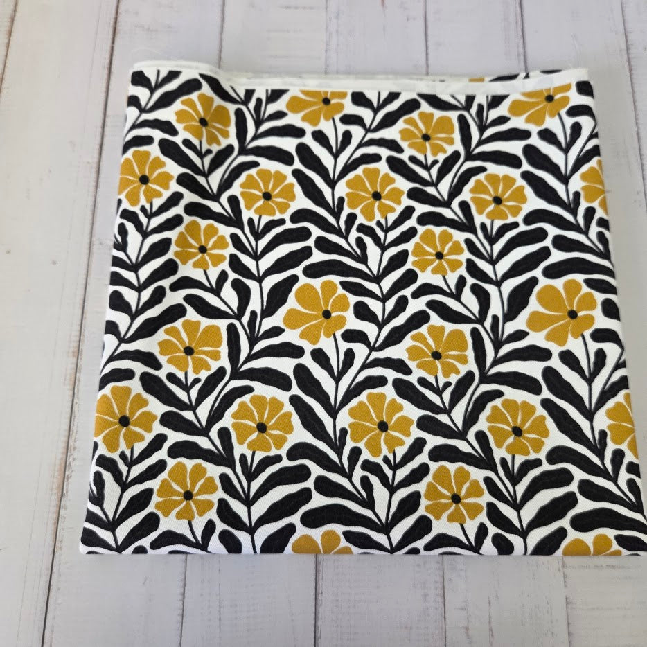 MYO Design - Twill Canvas - Blütenranken - schwarzweiß