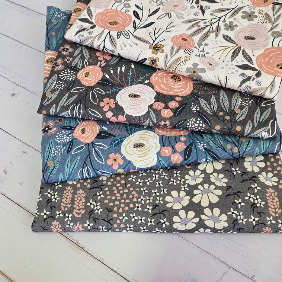 MYO Design - Twill Canvas - Blumen allover - grau