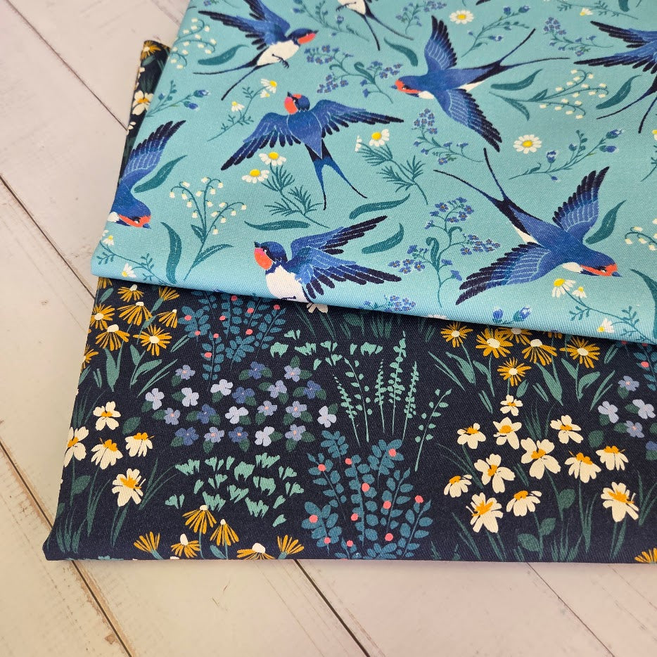 MYO Design - Twill Canvas - Blumenwiese - dunkelblau