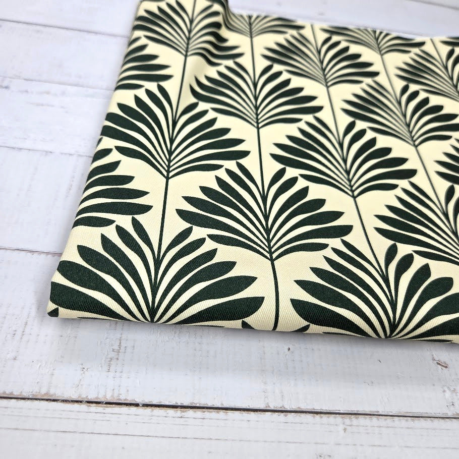 MYO Design - Twill Canvas - Art Deco Leaf in dark green-creme
