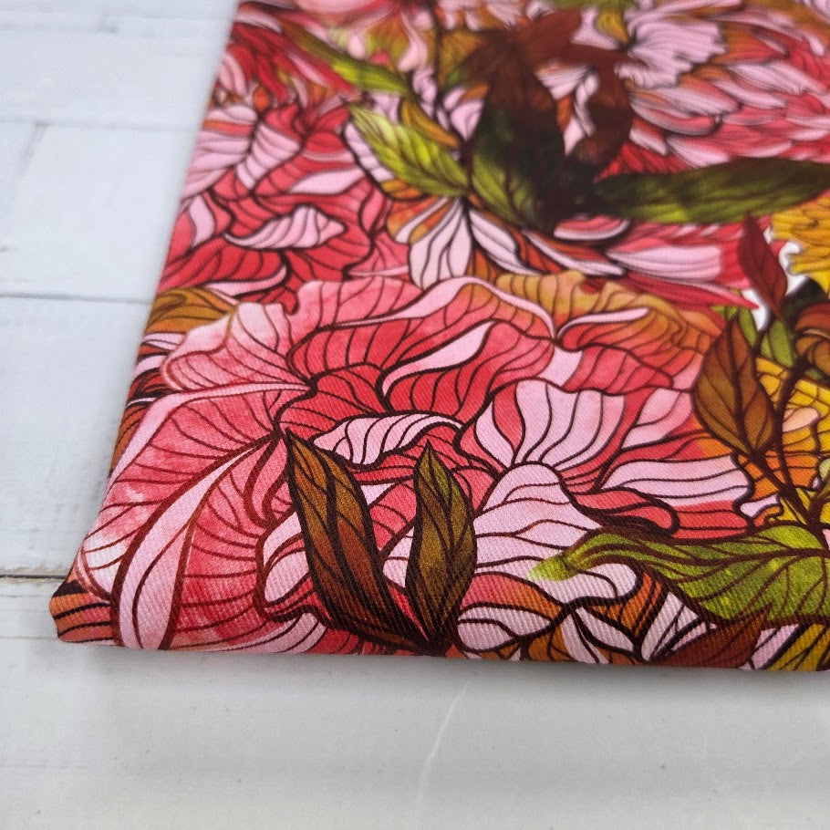 MYO Design - Twill Canvas - Mosaic Flowers - olive-rose