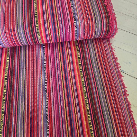 Jacquard Streifen Canvas - Dekostoff - Mexican Stripes - pink