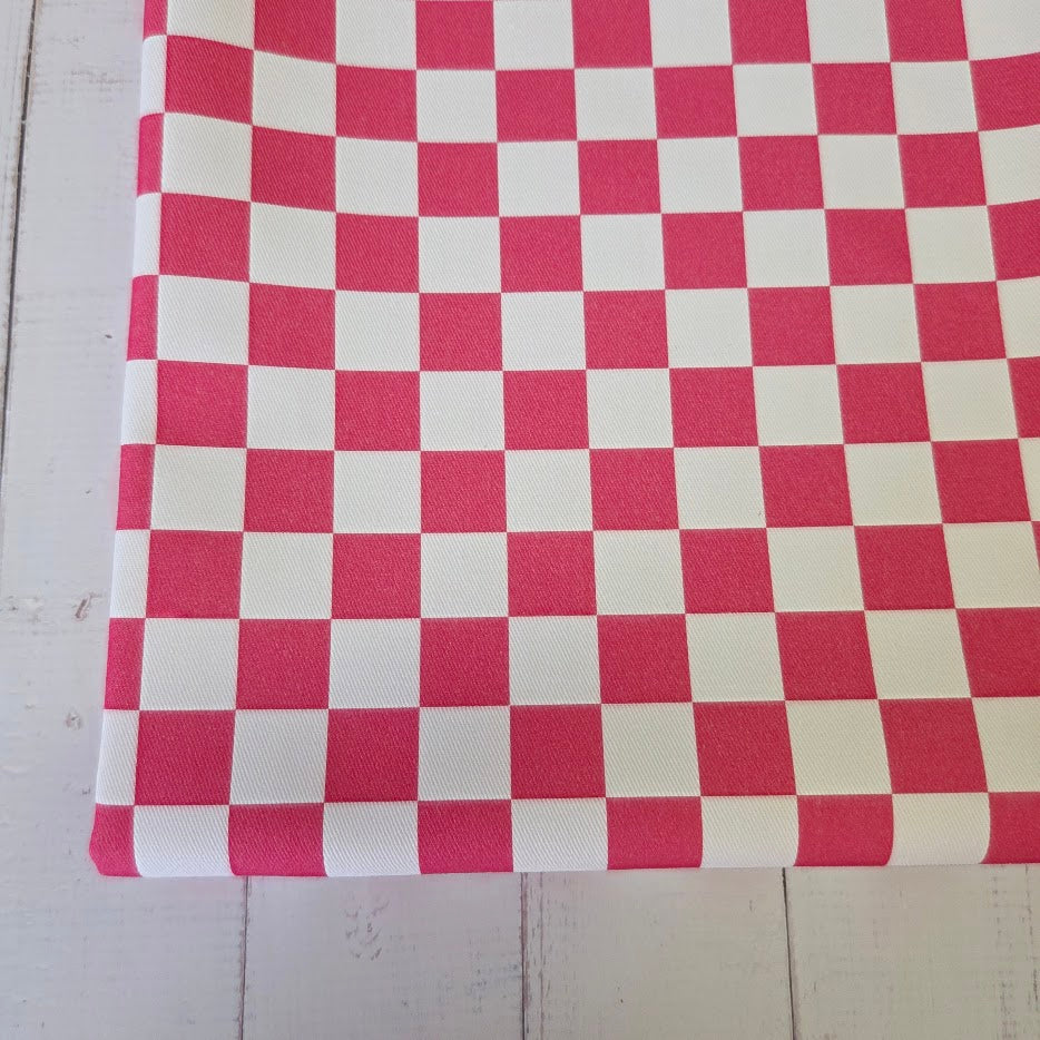 Pink Checkerd - Karo Twill Canvas in pink-weiss