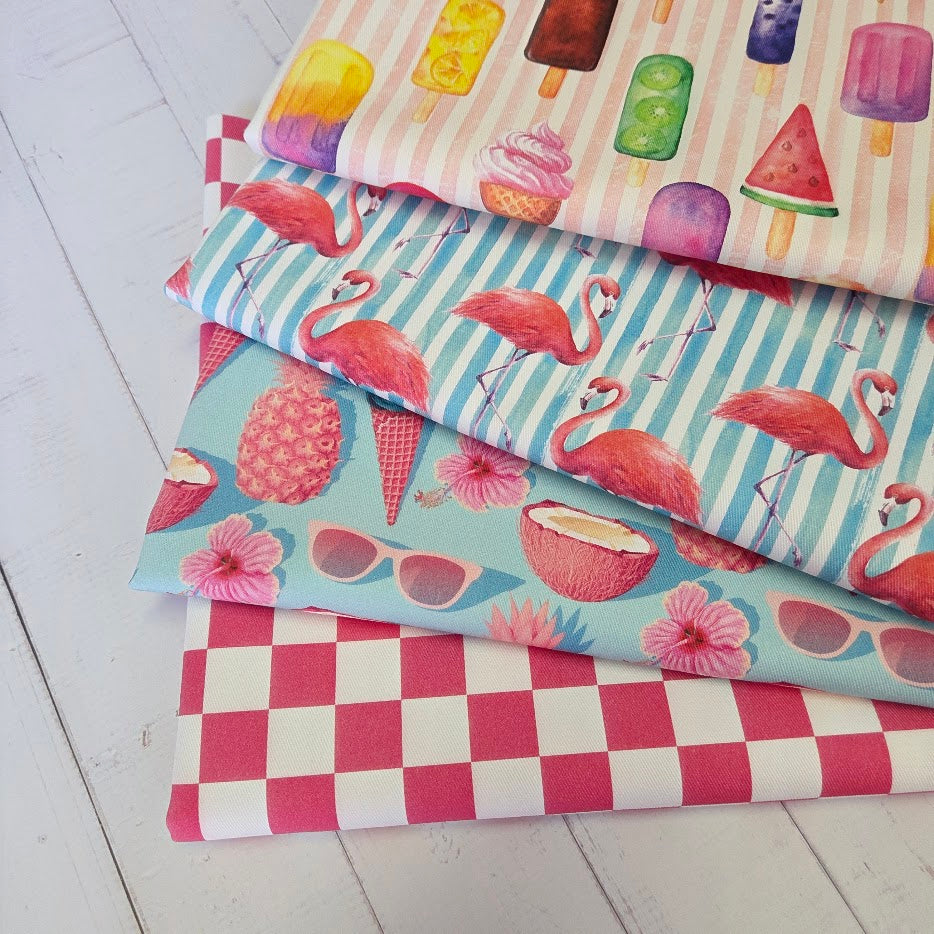 MYO Design - Twill Canvas - Summertime - Flamingos - türkis