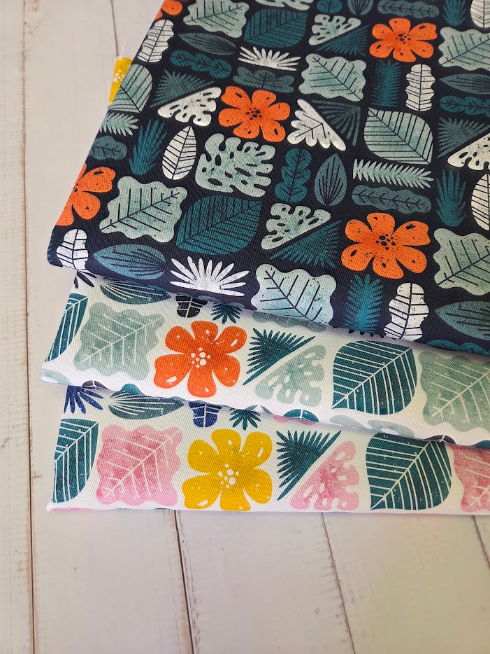 MYO Design - Twill Canvas - Hawaii Style - Tropical Leaves - navy