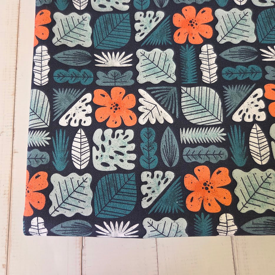 MYO Design - Twill Canvas - Hawaii Style - Tropical Leaves - navy