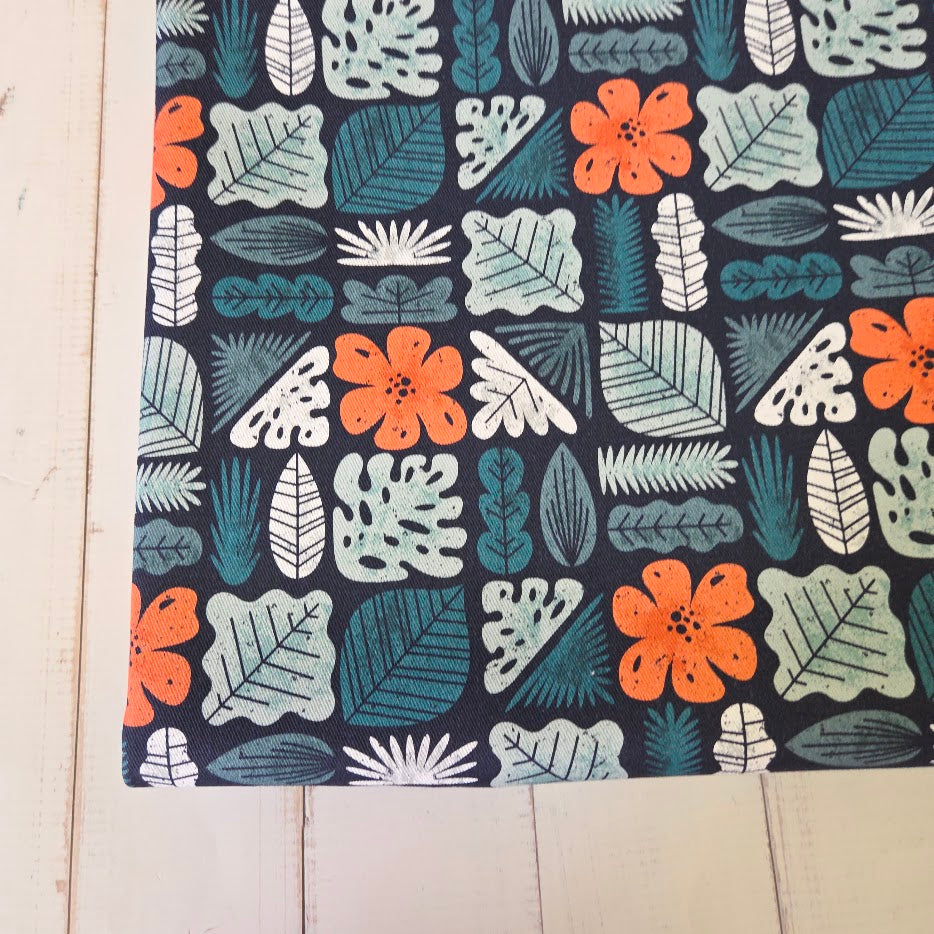 MYO Design - Twill Canvas - Hawaii Style - Tropical Leaves - navy