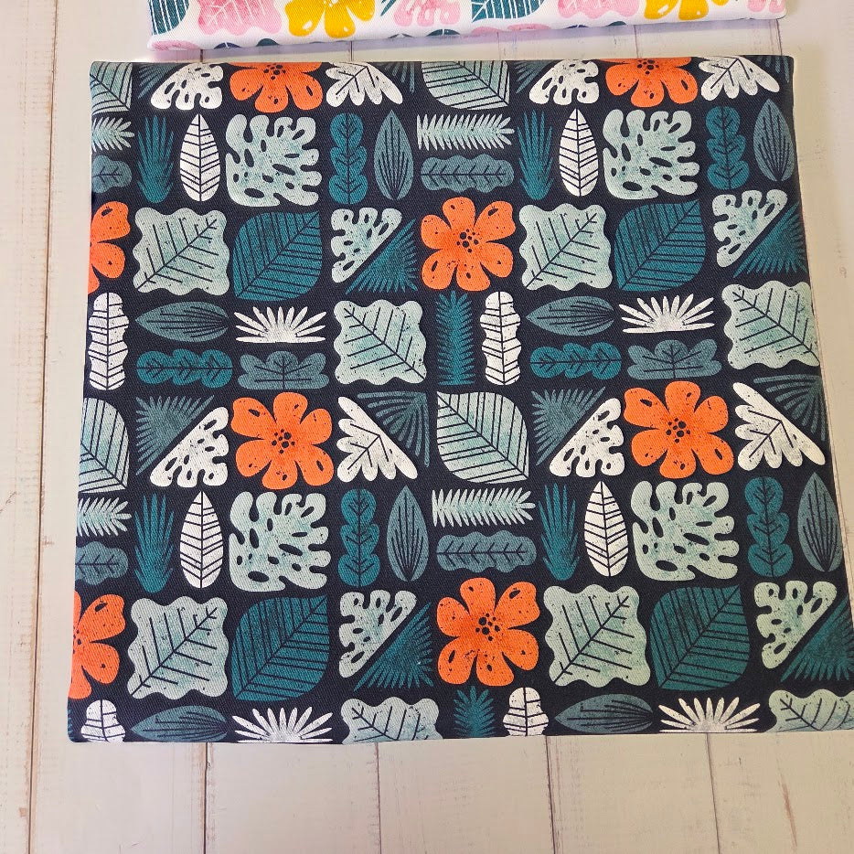 MYO Design - Twill Canvas - Hawaii Style - Tropical Leaves - navy