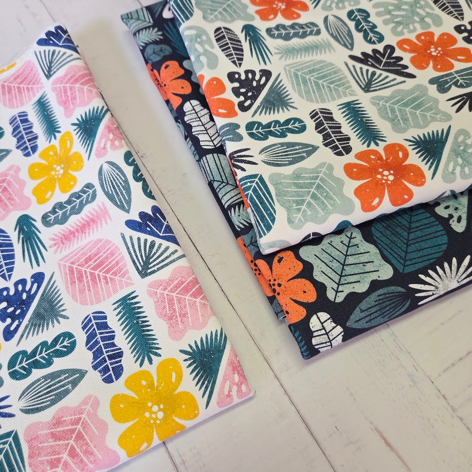 MYO Design - Twill Canvas - Hawaii Style - Tropical Leaves - light petrol