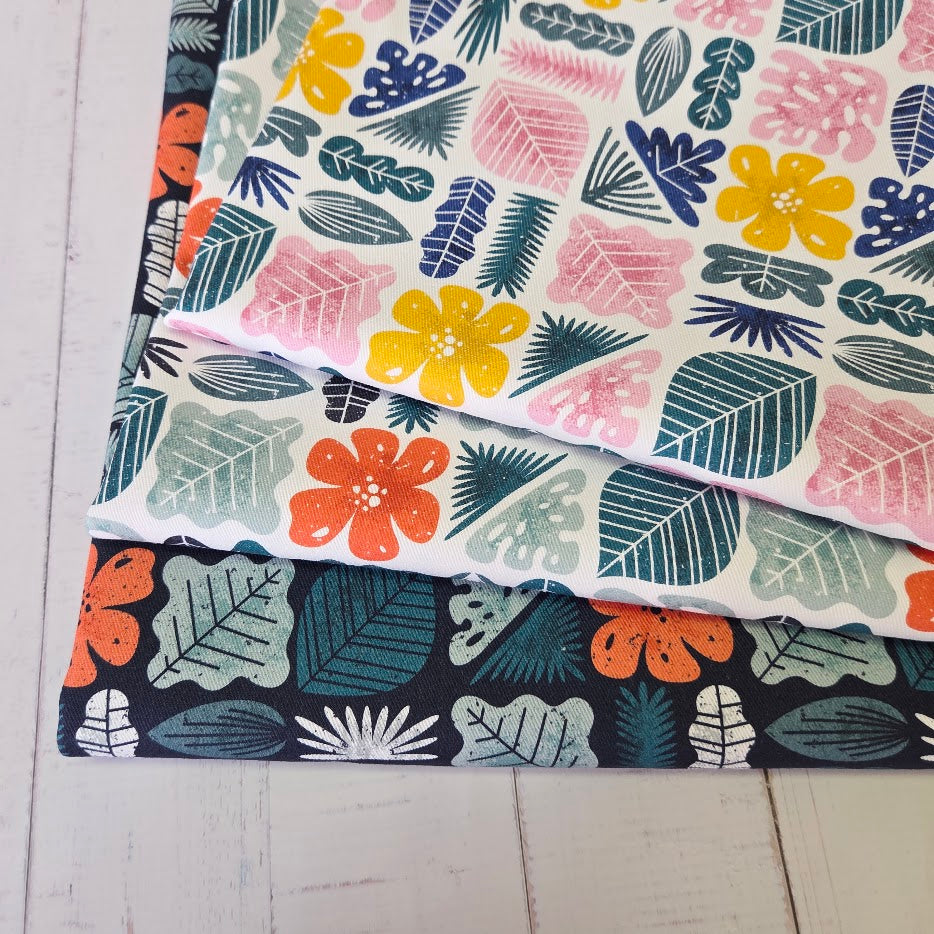 MYO Design - Twill Canvas - Hawaii Style - Tropical Leaves - light petrol