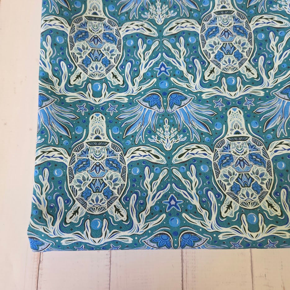 MYO Design - Twill Canvas - Aloha - Turtles türkis