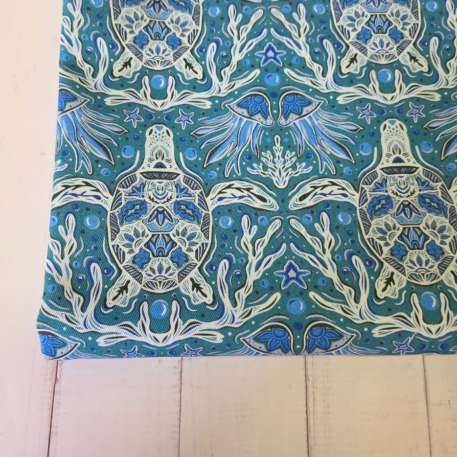 MYO Design - Twill Canvas - Aloha - Turtles türkis