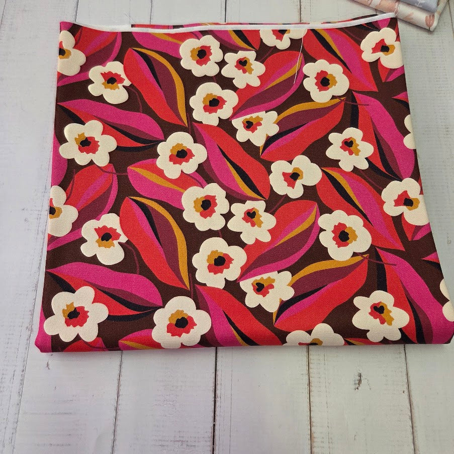 MYO Design - Twill Canvas - Retro Flowers - Rot