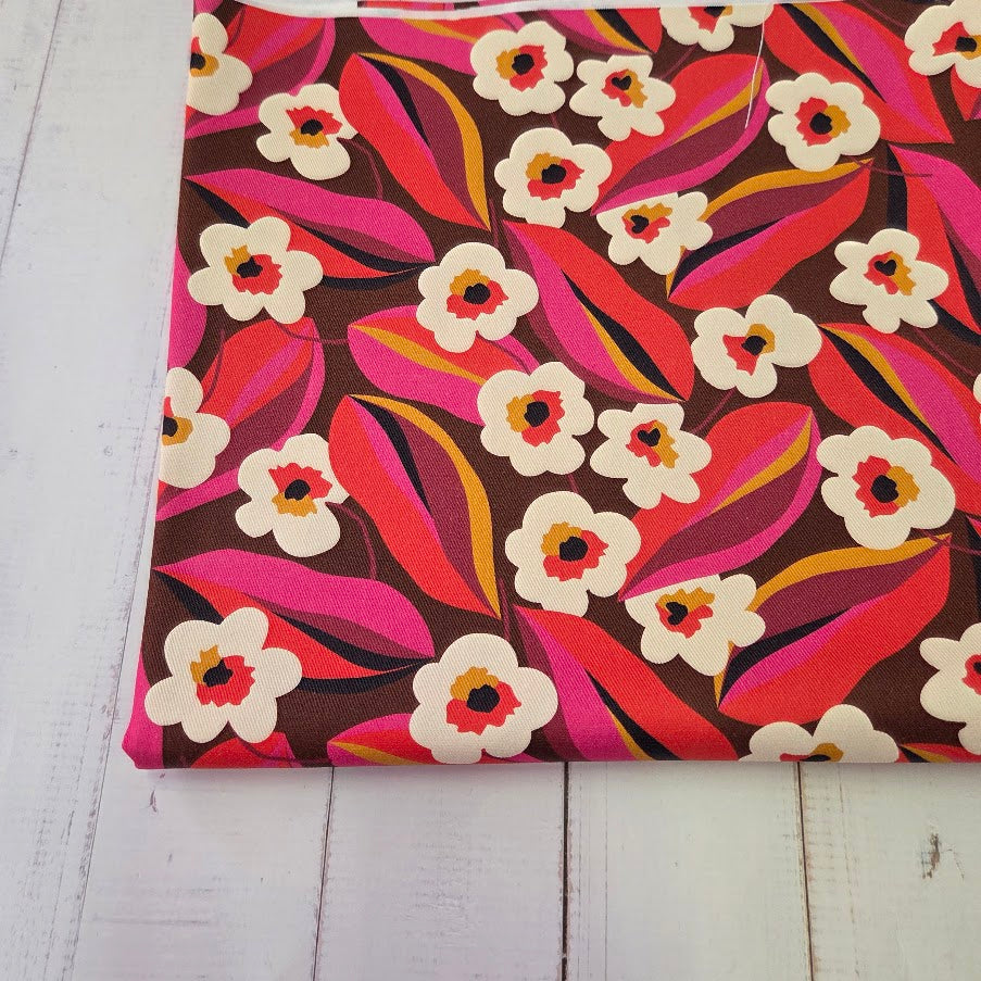 MYO Design - Twill Canvas - Retro Flowers - Rot