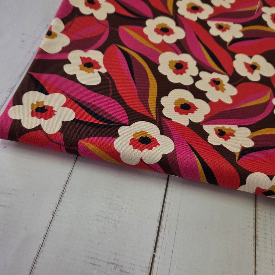 MYO Design - Twill Canvas - Retro Flowers - Rot