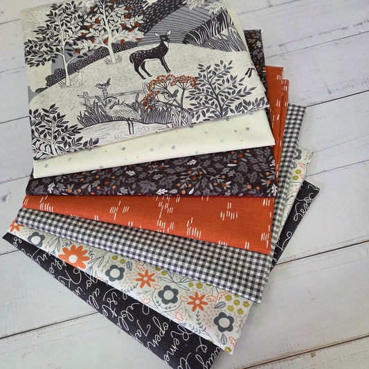 Fatquarter Set - Woodlands - grau-weiss