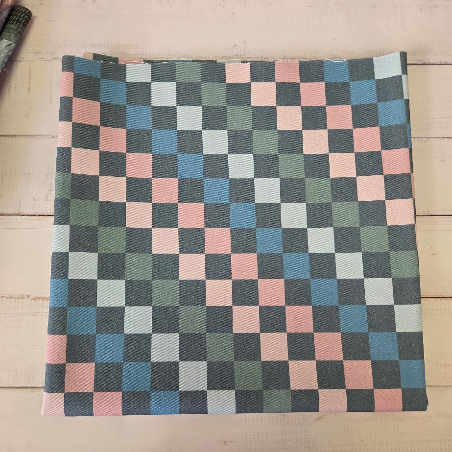 Rainbow Checkerd - Karo Twill Canvas in Pastell Tönen - grau