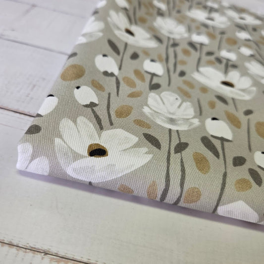 MYO Design - Twill Canvas - Flowers - taupe-grey