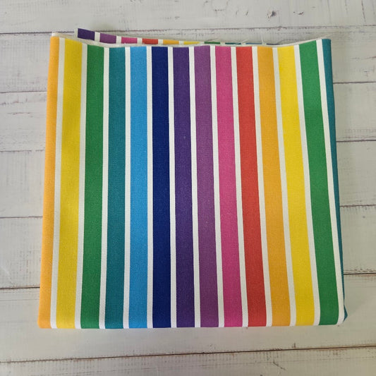 MYO Design - Twill Canvas - Stripes - Rainbow white
