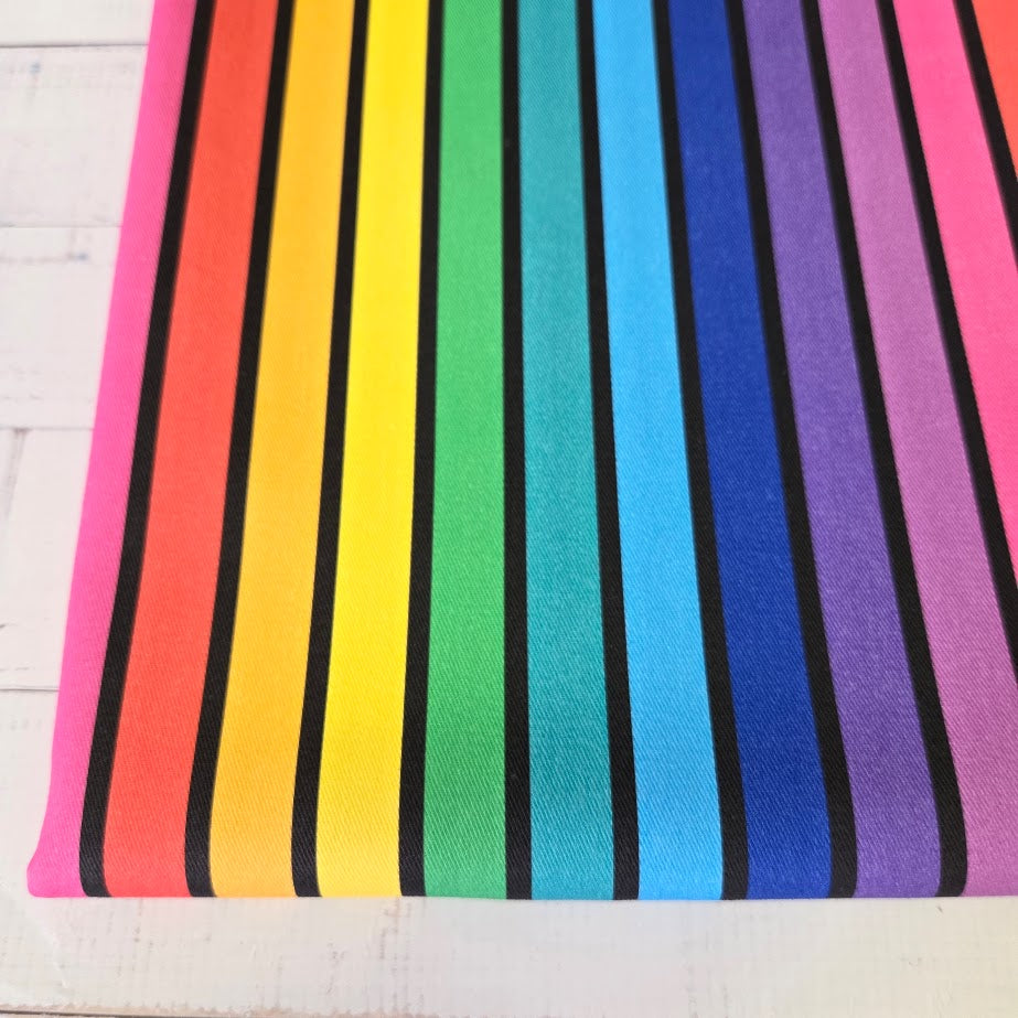 MYO Design - Twill Canvas - Stripes - Rainbow black